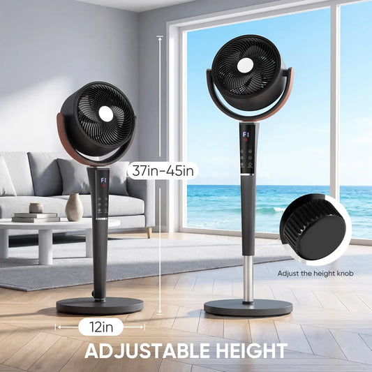 Adjustable Pedestal Fan with Remote, 15 Speeds, 5 Modes & 120° Oscillation